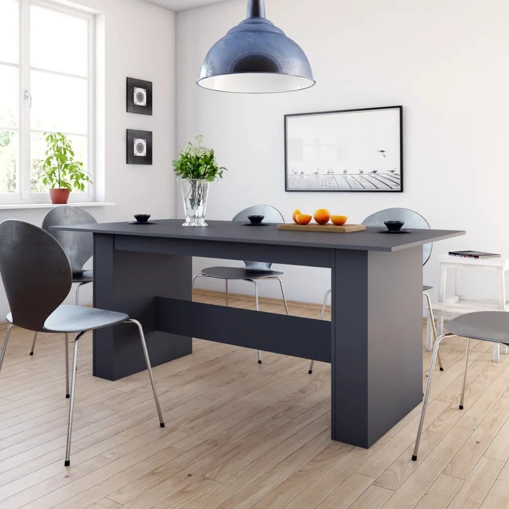 vidaXL Mesa de jantar 180x90x76 cm contraplacado cinzento