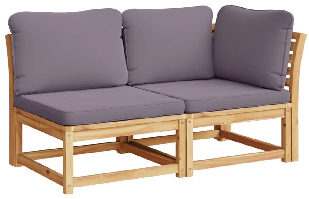 3 pcs conjunto lounge de jardim c/ almofadões acácia maciça