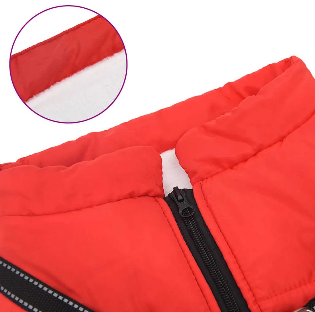 casaco para cães com arnês impermeável reflexivo vermelho 6XL