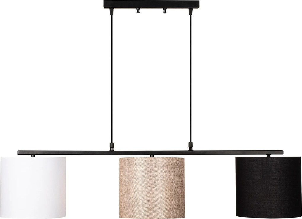 Candeeiro de Teto Valiz – Preto, Creme, Branco – 110 x 20 cm