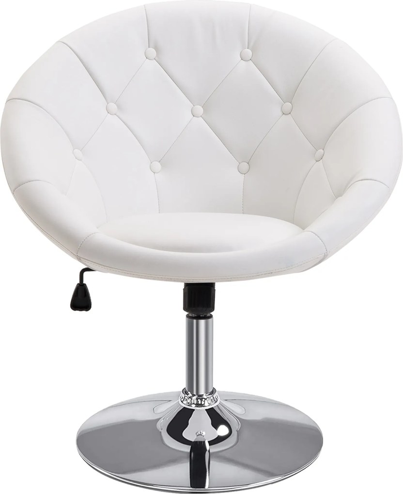 HOMCOM Poltrona Lounge Relax para Sala com Base de Aço, Poltrona de Leitura em Couro Sintético, Estofada para Quarto Branco | Aosom Portugal