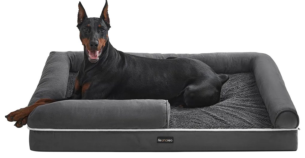 Cama ortopédica para cães com rebordo elevado 120 x 85 x 25 cm Cinzento escuro