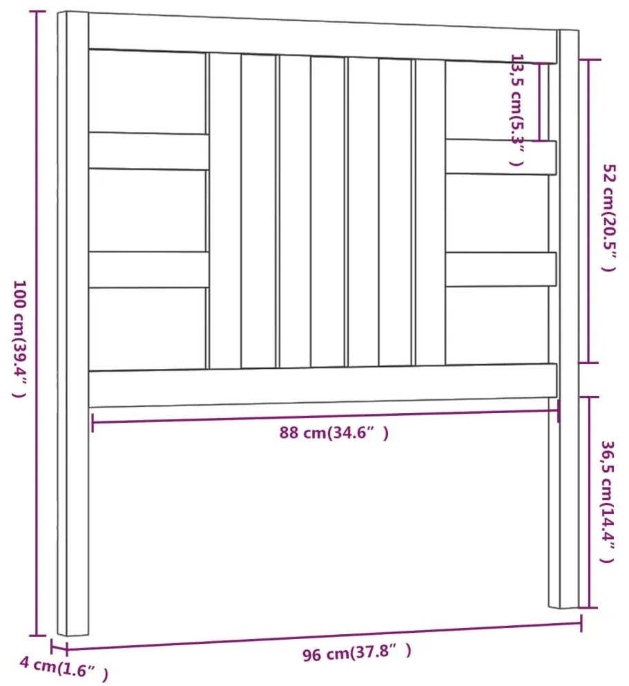 Cabeceira de cama 96x4x100 cm pinho maciço castanho mel