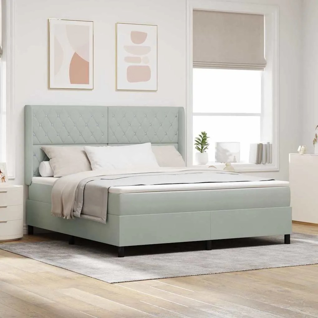 Cama Box com Colchão vidaXL Cinza Claro 180x200 cm Veludo
