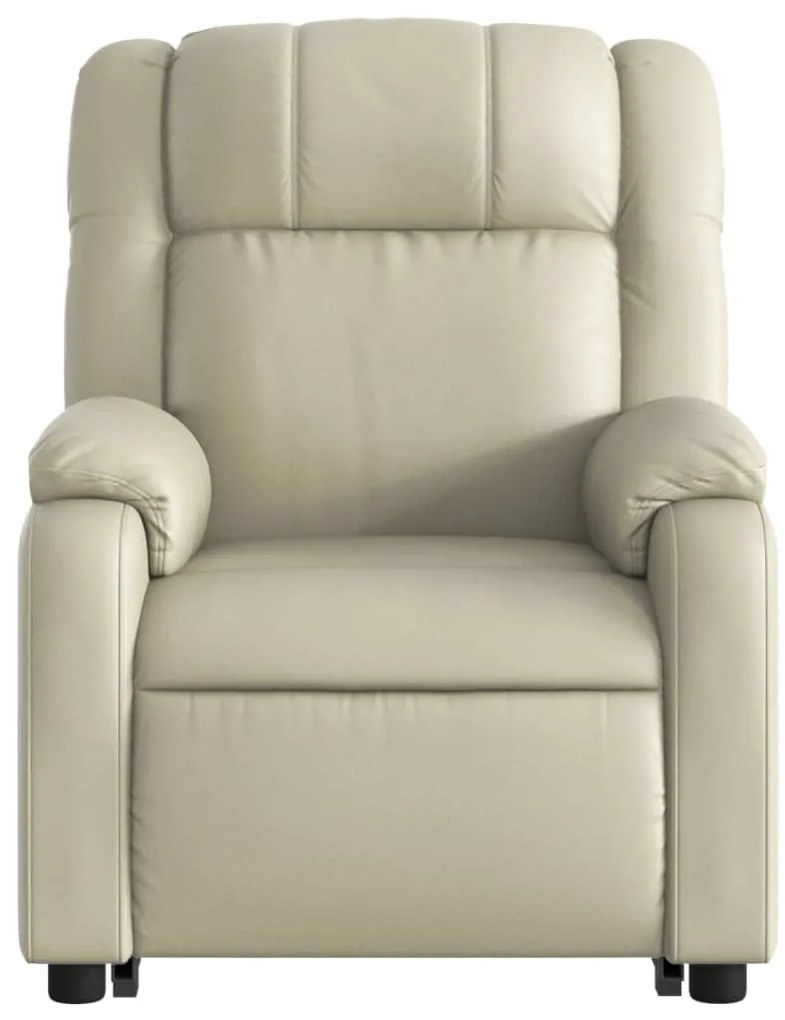 Poltrona reclinável elevatória couro artificial cor creme