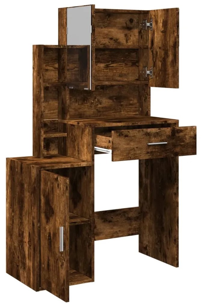 Toucador com armário 80x35x132 cm cor carvalho fumado