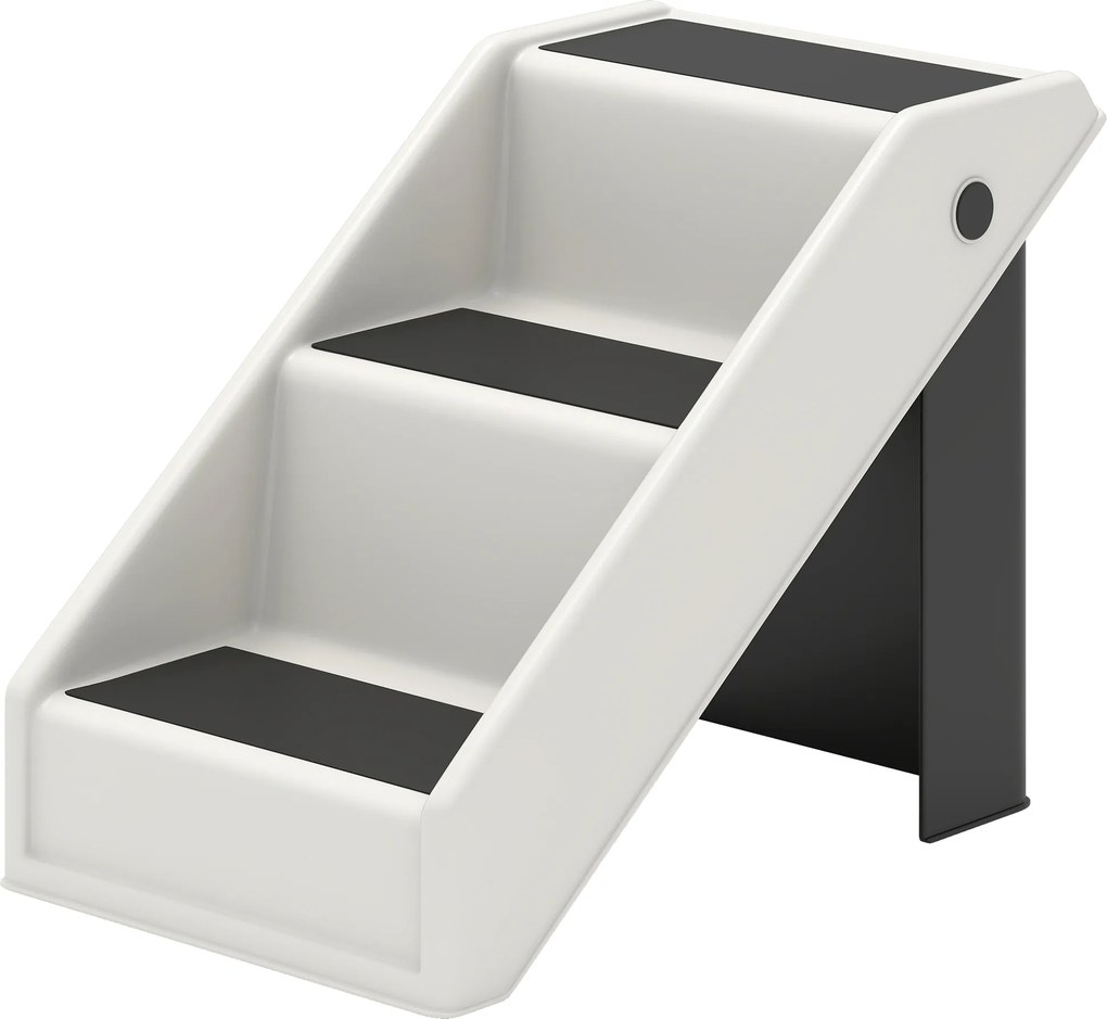 Escada dobrável para cães com 3 degraus antiderrapantes; escada para animais em plástico, 53 x 30,5 x 36,5 cm, cor creme