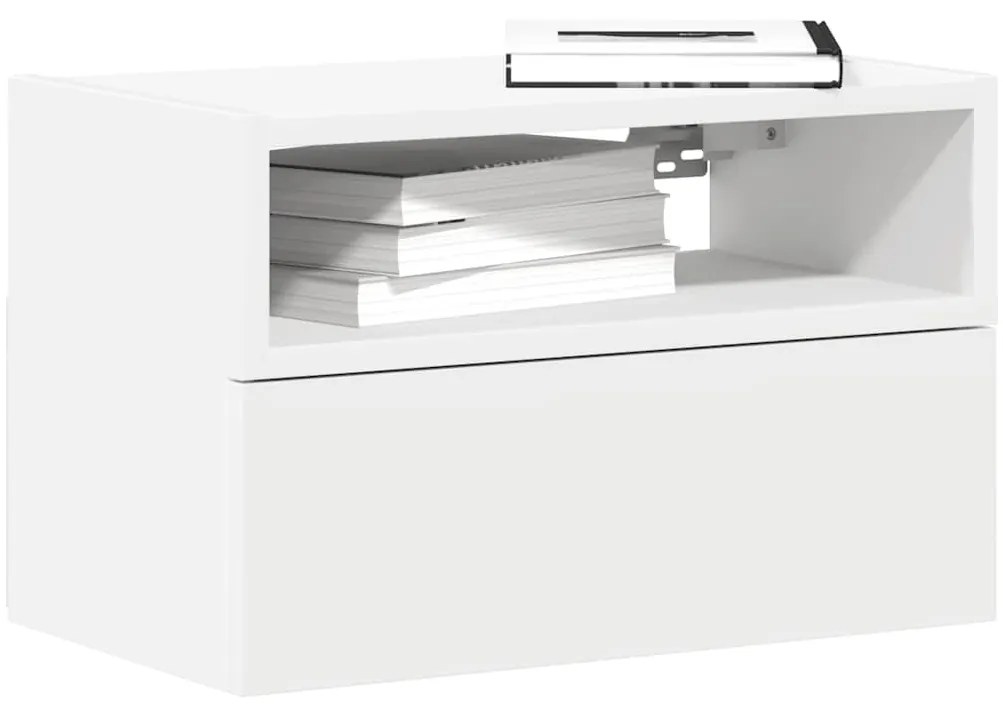 vidaXL Mesas de cabeceira de parede 2 pcs 45x26x28,5 cm branco