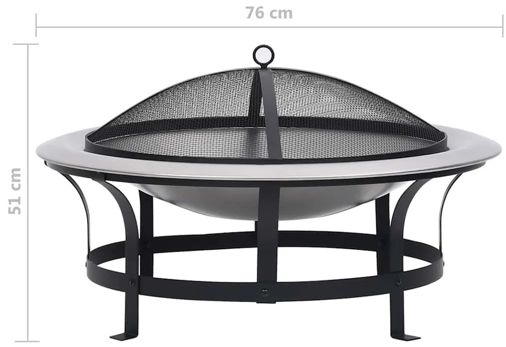 Braseira de exterior com grelha aço inoxidável 76 cm