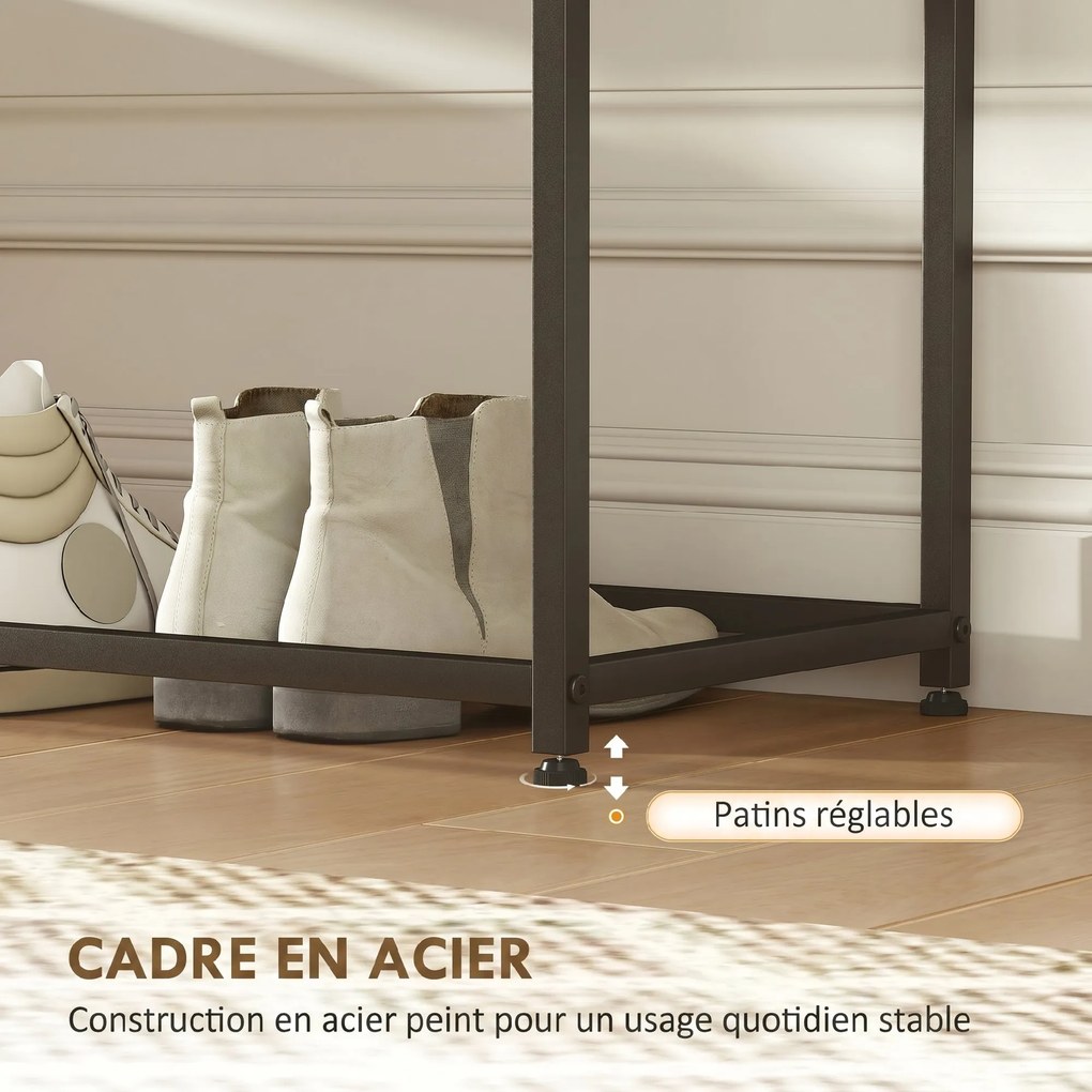 Mesa consola em aço com 2 prateleiras 100 x 30 x 87 cm, design moderno, para sala de estar, hall de entrada ou corredor preta