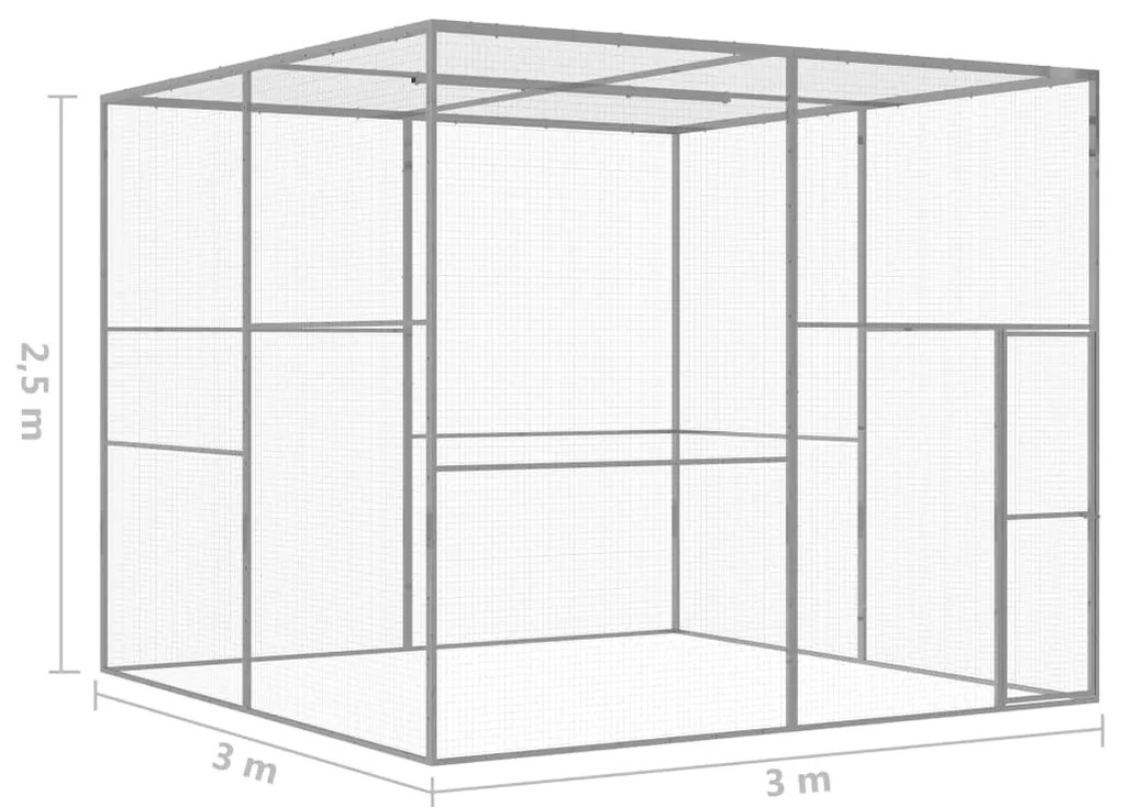 Jaula para gatos 3x3x2,5 m aço galvanizado