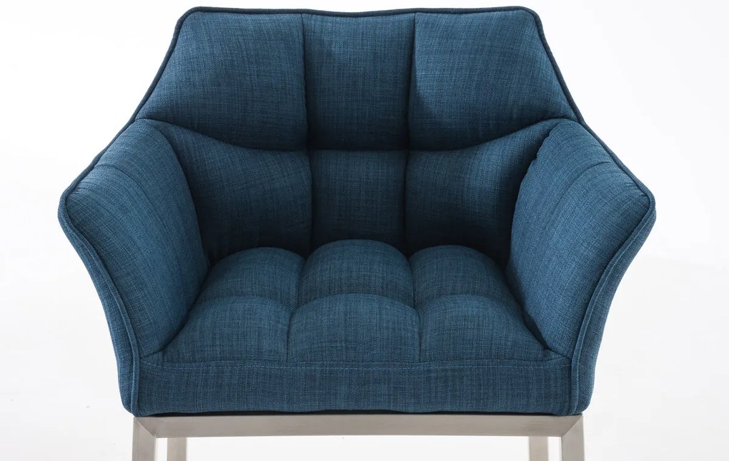 Banco de bar Damaso em tecido com estrutura prateada 64 x 110 x 48 cm Azul