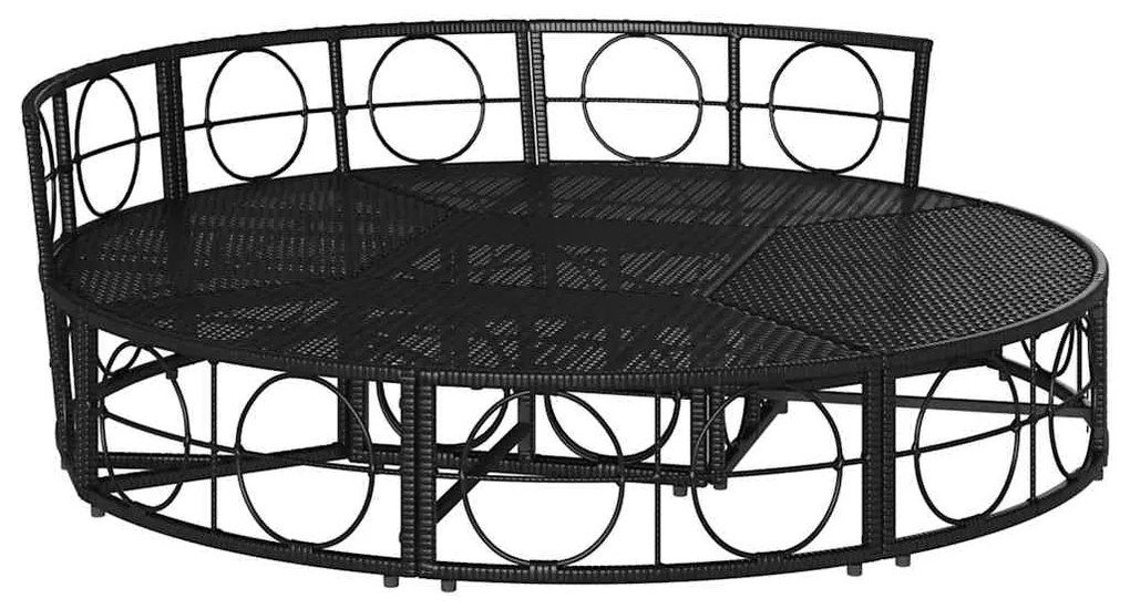 Cama lounge de exterior sem toldo vime PE preto