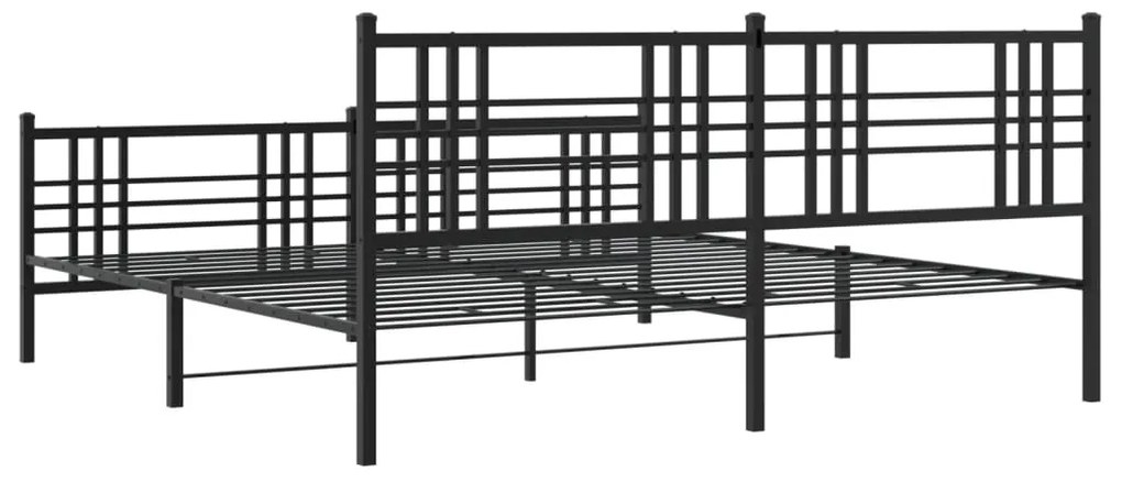 Estrutura de cama com cabeceira e pés 200x200 cm metal preto