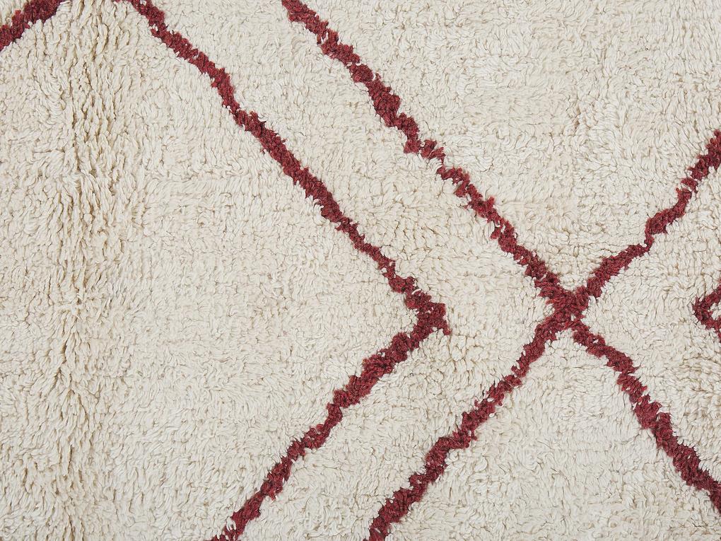 Tapete de algodão branco e vermelho 140 x 200 cm KENITRA Beliani
