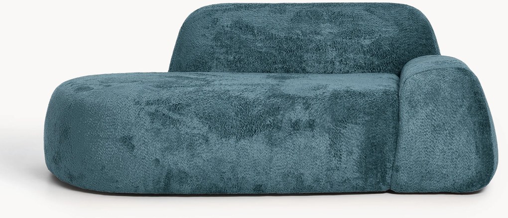 Sofá em teddy-bouclé com chaise longue Wolke (2 lugares)