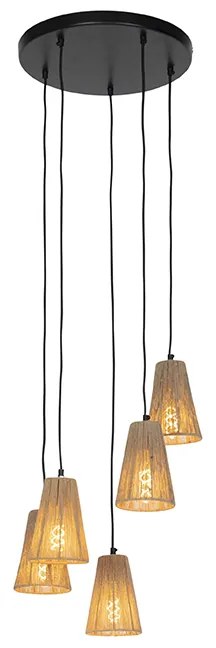 Corda de lâmpada de suspensão rural 5-luz - Marrit Rústico