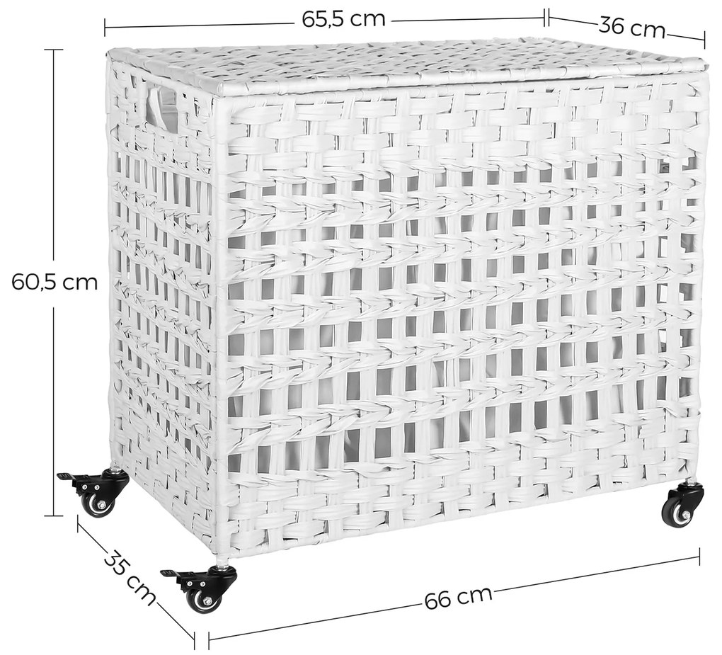 Cesto para roupa suja 66 x 35 x 60,5 cm em branco