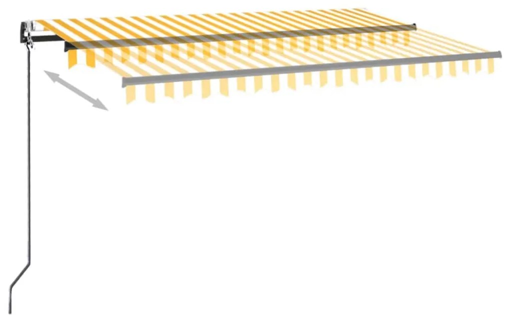 Toldo automático LED e sensor de vento 400x350cm amarelo/branco