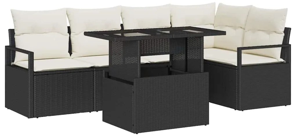 Conjunto de Sofás de Jardim vidaXL de 6 Peças com Almofadas Rattan Pre