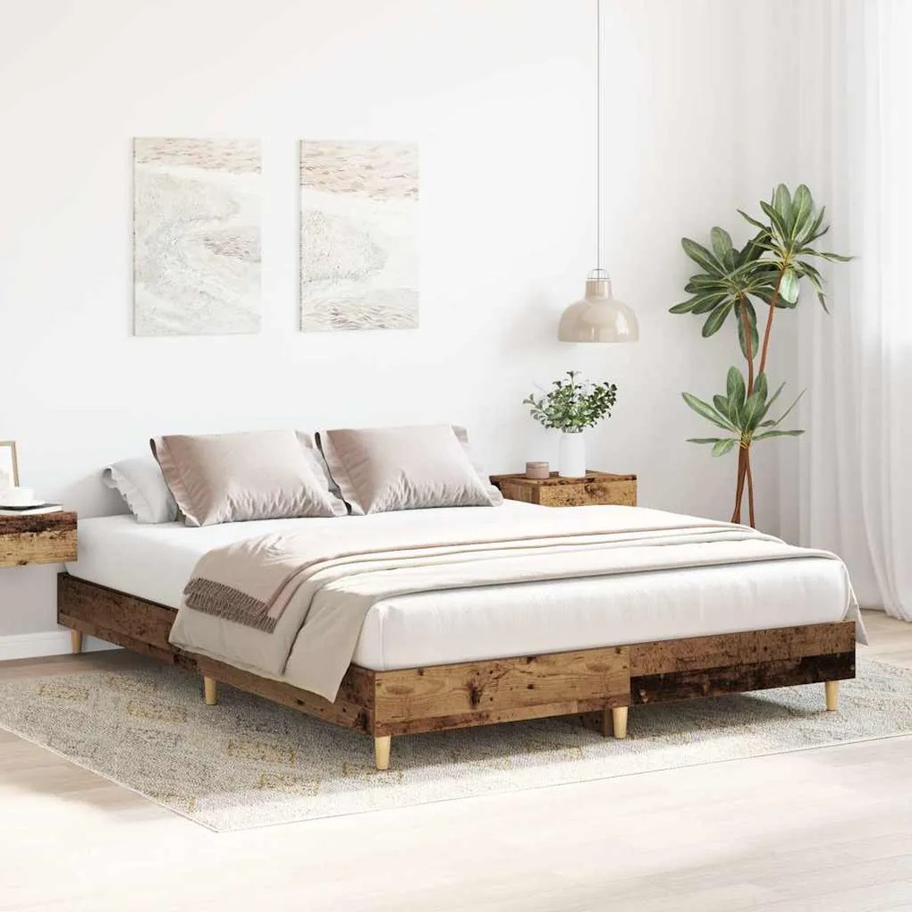 Estrutura de cama sem colchão 140x200 cm madeira velha