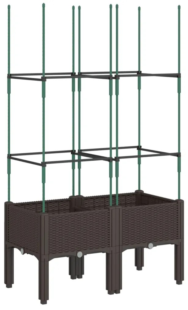 Vaso/floreira de jardim c/ treliça 80x40x142,5 cm PP castanho
