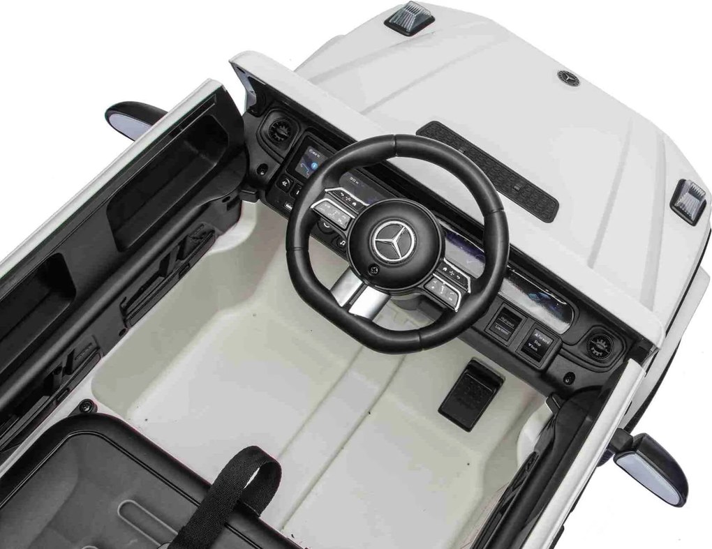 Carro elétrico Crianças 3 a 7 anos Mercedes-Benz 12V G580 Bateria Lìtio, controlo Remoto Branco