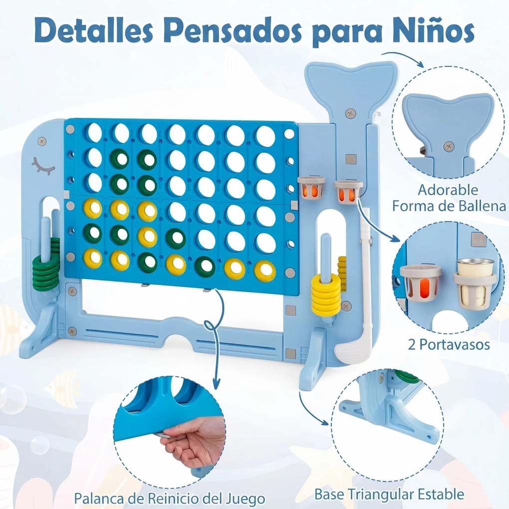 Jogo Infantil 4 em 1, 140 x 47 x 108 cm, Altura Regulável, Azul