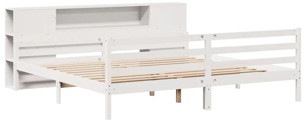 Cama com estante sem colchão 180x200 cm pinho maciço branco