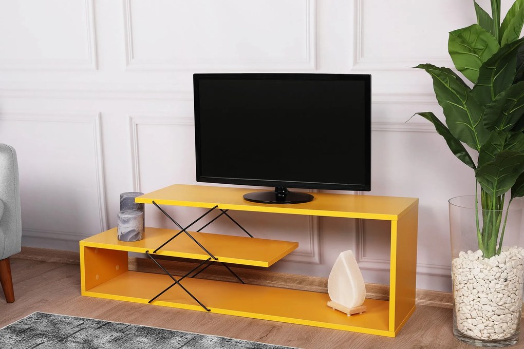 Móvel TV Zigzag – Amarelo – 120x40x30 cm