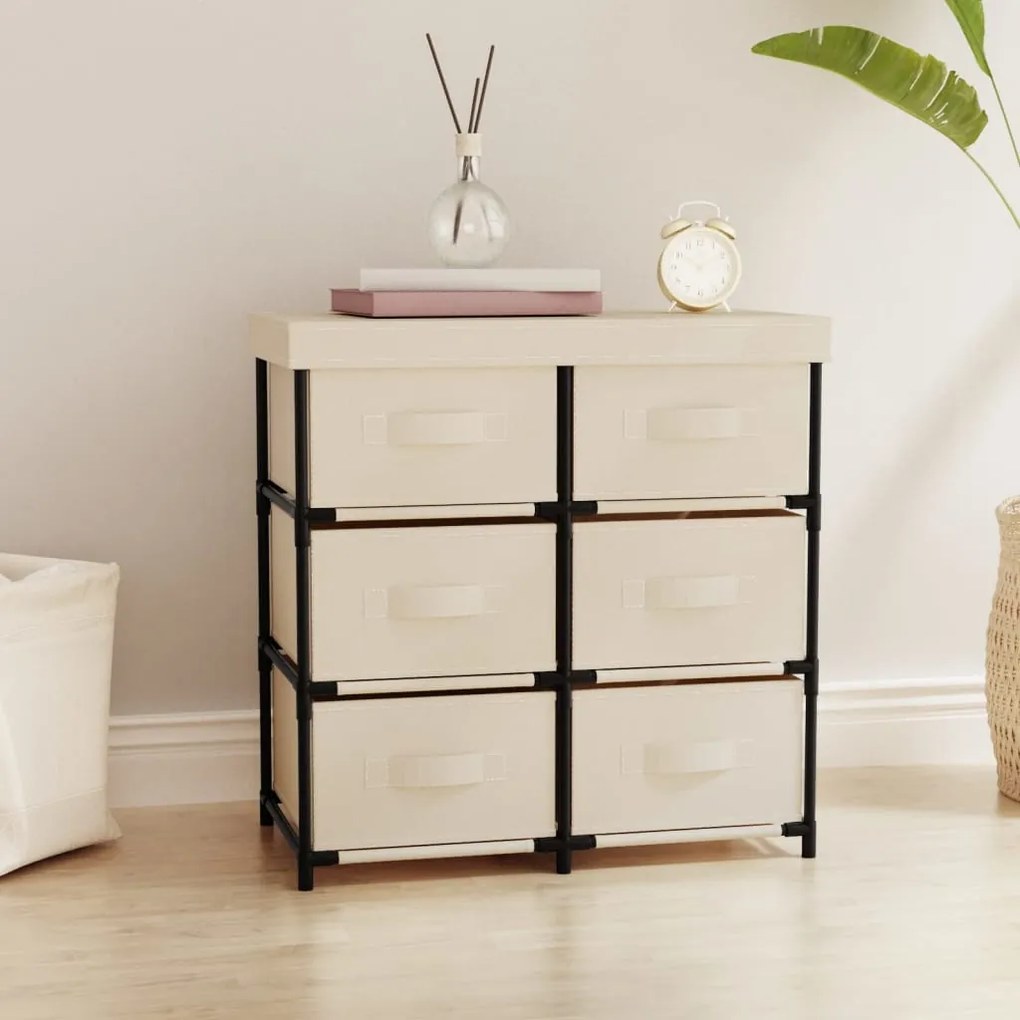 337258 vidaXL Armário de arrumação com 6 gavetas 55x29x55 cm aço cor creme