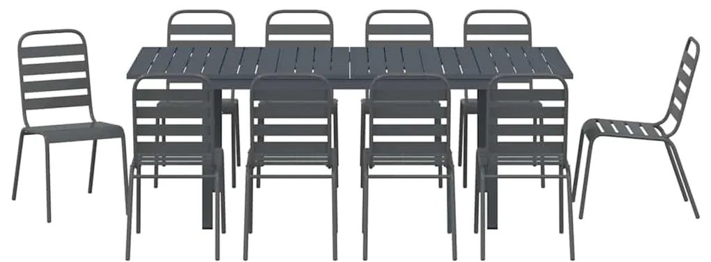 Conjunto de Jantar de 11 Peças 11 pcs Cinzento Largo Metal