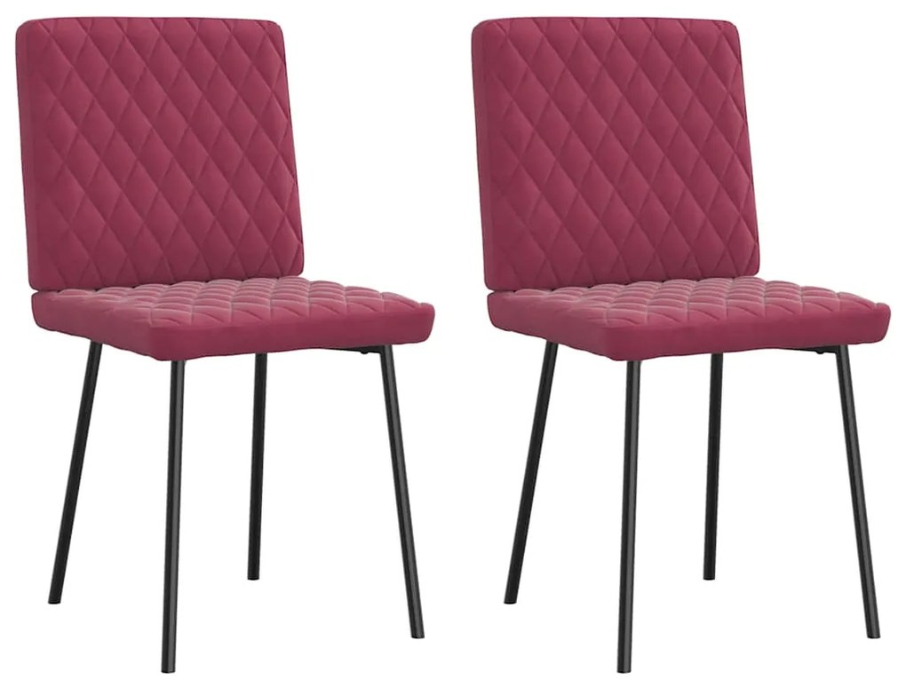 Cadeiras de jantar 2 pcs veludo vermelho tinto