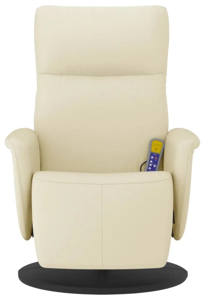 Cadeira massagens reclinável c/apoio pés couro artificial creme