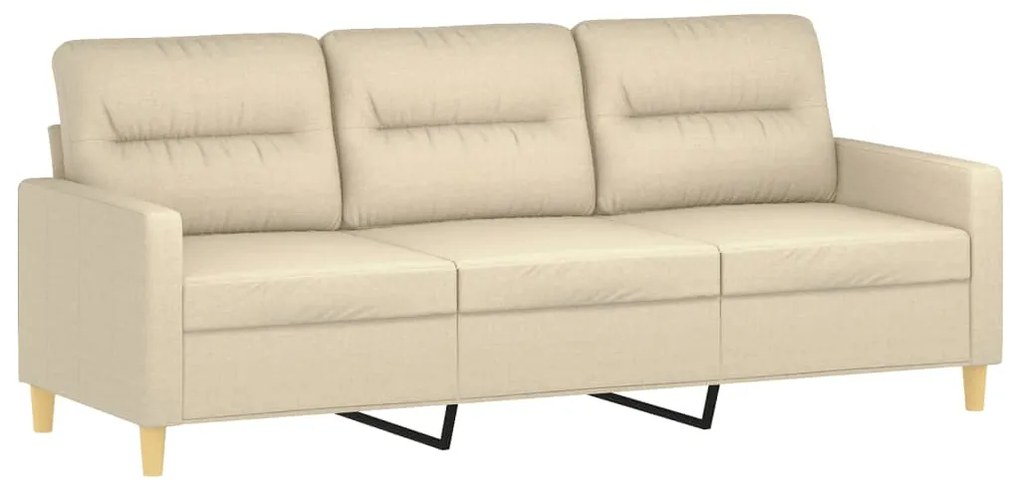 Sofá 3 lugares + almofadas decorativas 180 cm tecido cor creme