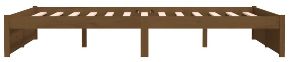 Estrutura de cama 140x190 cm madeira maciça castanho-mel