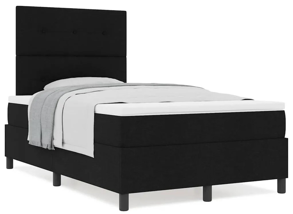 Cama Box com Colchão Preta Pequeno Casal Tecido