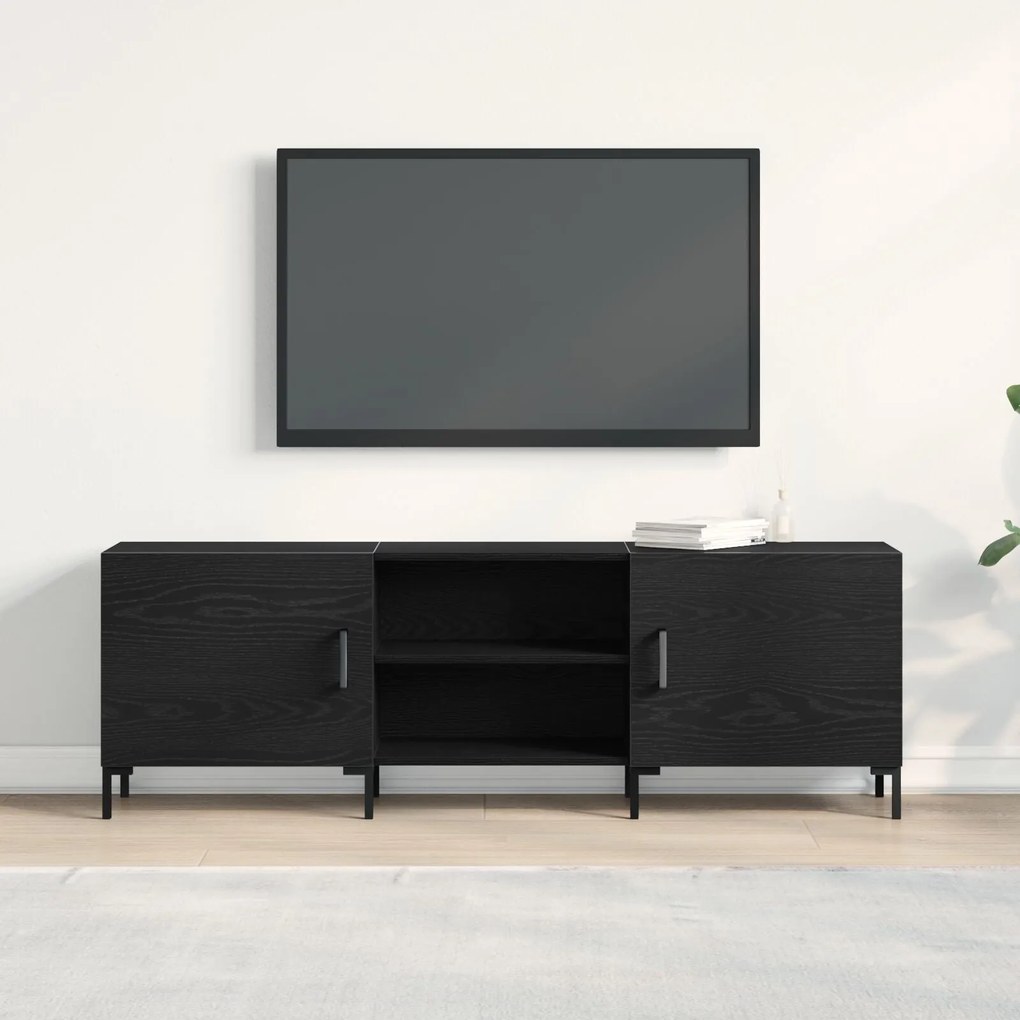 Armário para TV vidaXL Preta Carvalho 150x30x50 cm em Madeira Derivada