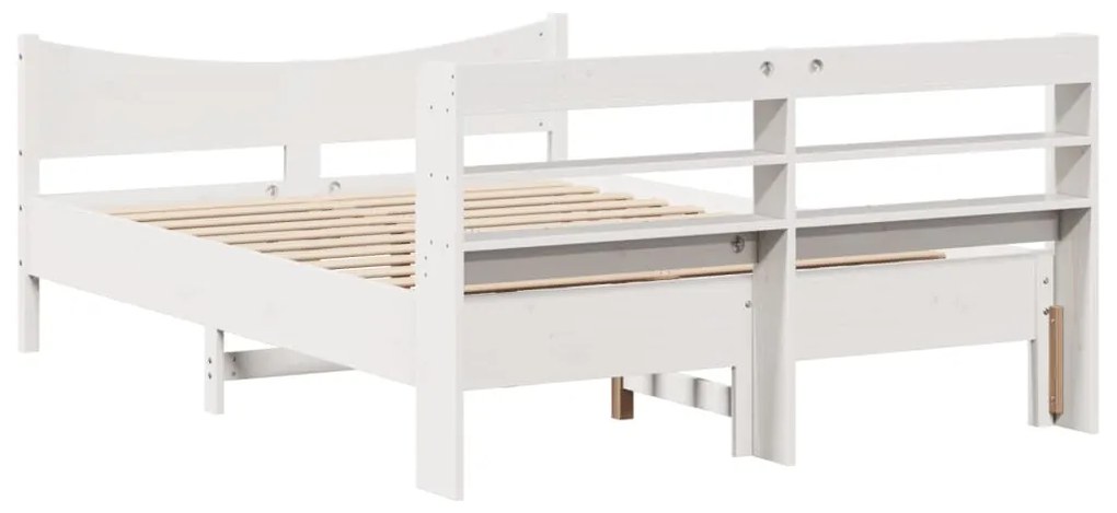 Estrutura de cama com cabeceira 160x200 cm pinho maciço branco