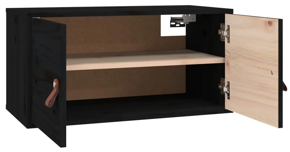 Armários de parede 2 pcs 60x30x30 cm pinho maciço preto