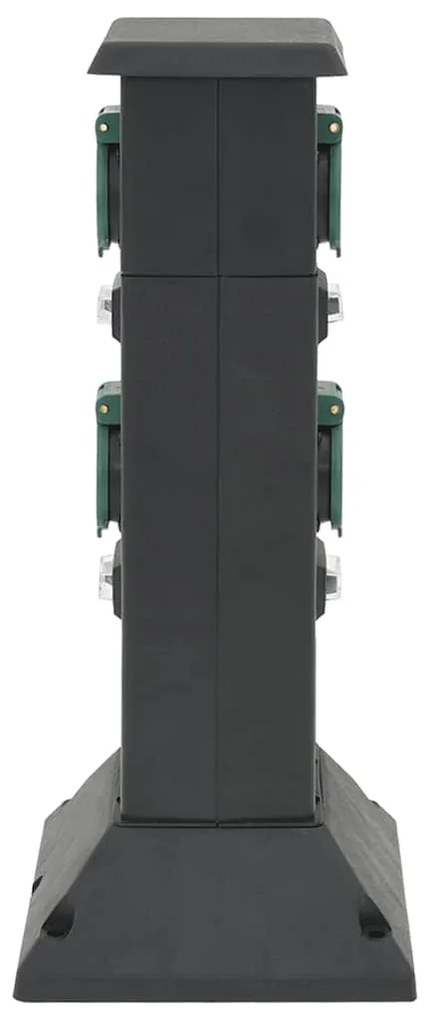 Coluna de tomadas p/ exterior 4 vias 16x16x39,5 cm preto/verde