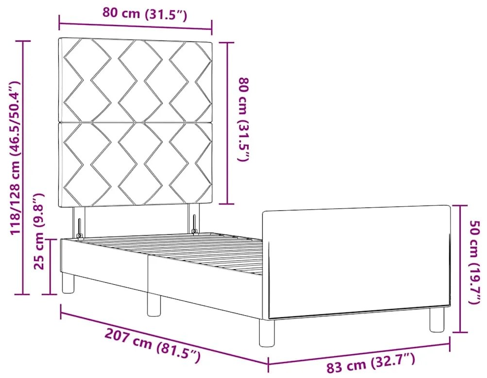 Estrutura de Cama Azul vidaXL 80x200 cm em Tecido