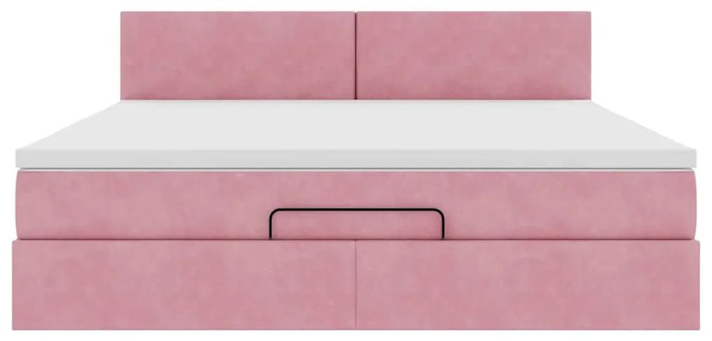 Estrutura de cama otomana com colchão 160x200 cm veludo rosa