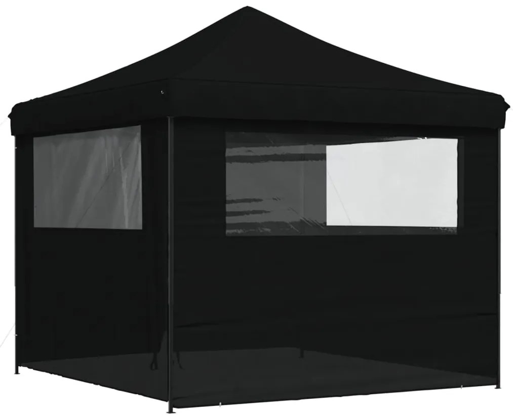 Tenda p/ festas pop-up dobrável com 4 paredes laterais preto