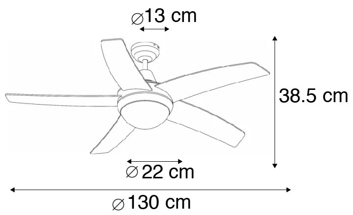 Ventilador de teto preto com impressão de madeira 132cm com controle remoto - Cool