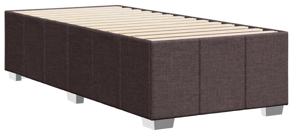 Estrutura de cama sem colchão 90x190 cm tecido castanho-escuro