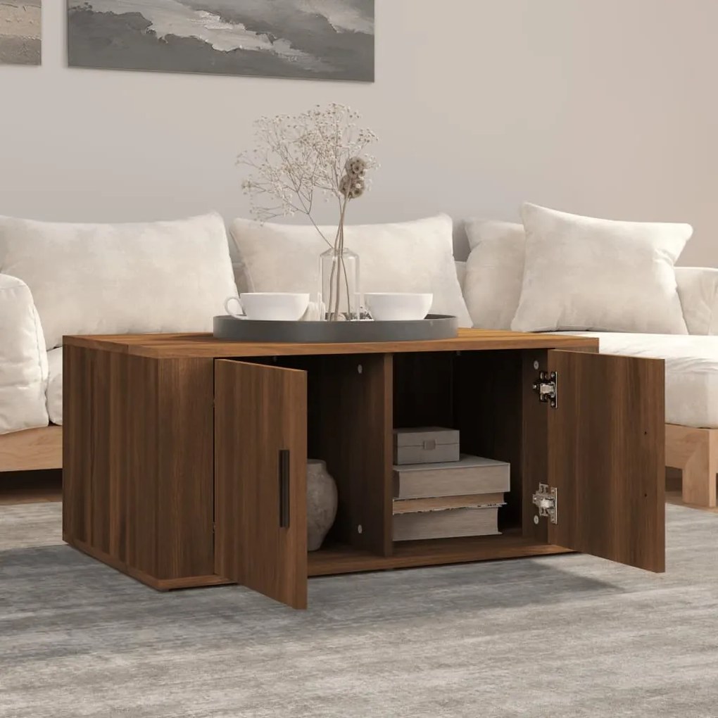 Mesa centro 80x50x36 cm derivados de madeira carvalho castanho
