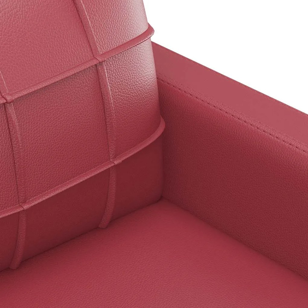 Sofá de 2 lugares 140 cm couro artificial vermelho tinto