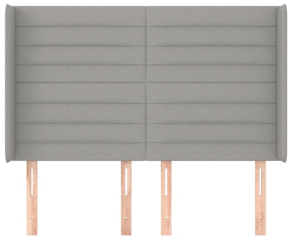 Cabeceira cama c/ abas tecido 147x16x118/128 cm cinzento-claro