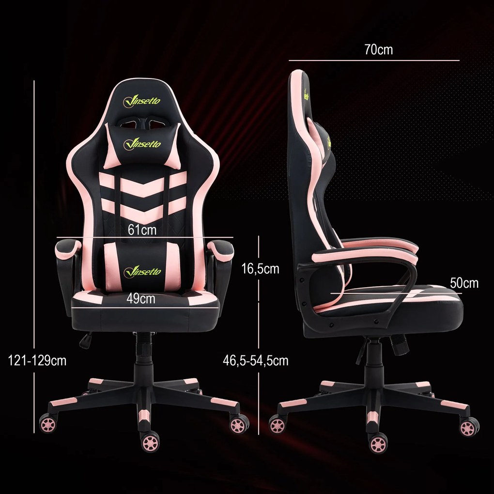 Vinsetto Cadeira Gaming Cadeira de Escritório Ergonómica com Altura Re